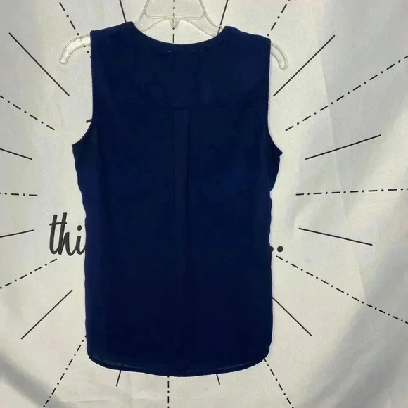 Adrianna Papell Navy Popover V Neck Blouse - Picture 4 of 4